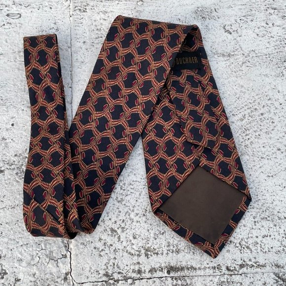 Audrey Buckner Men Tie Brown Europian Silk Hand Tailored Classic Necktie - Picture 7 of 9